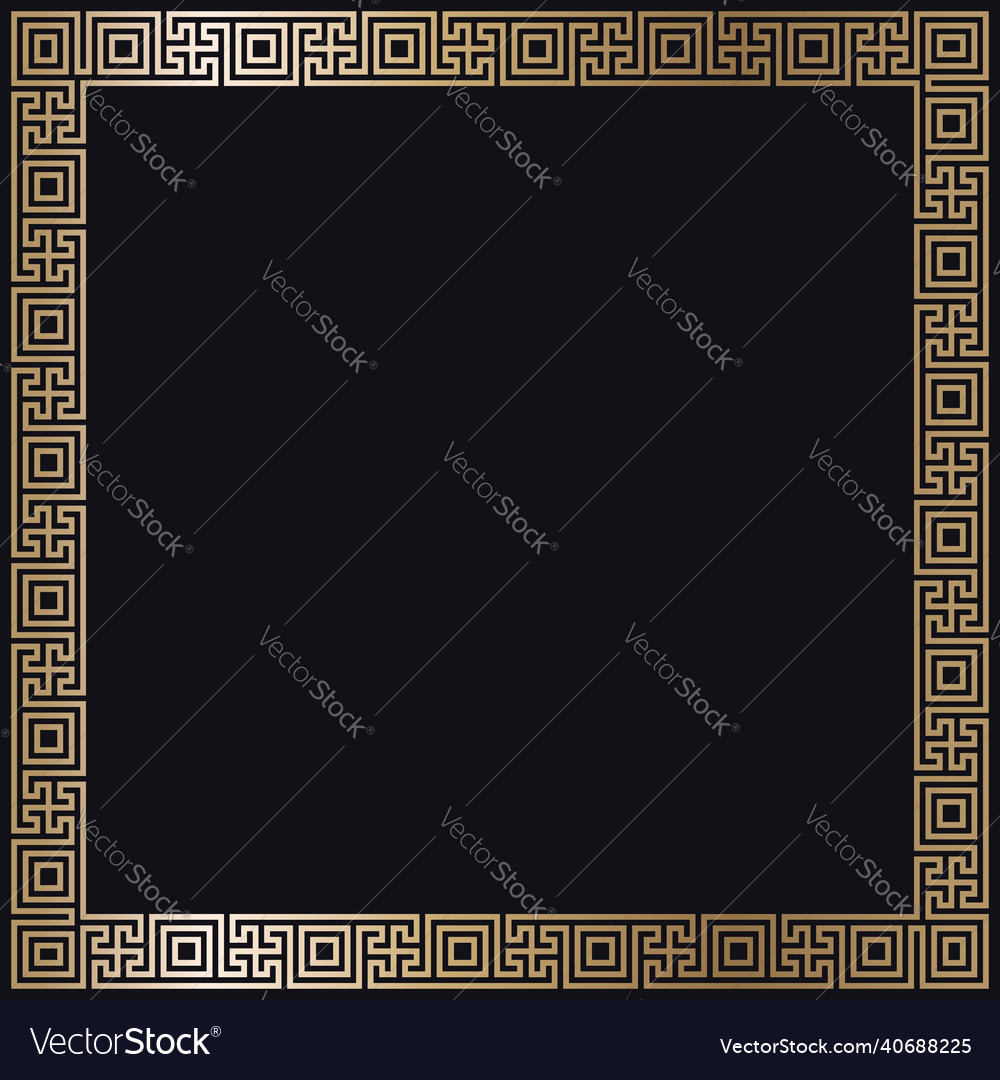 Griechischer Goldrahmen auf schwarzem Hintergrund vector image Griechischer Goldrahmen auf schwarzem Hintergrund