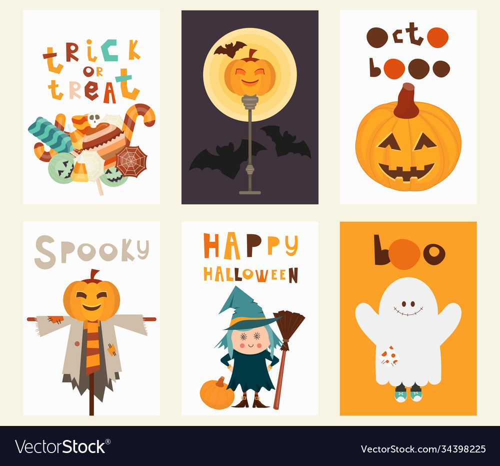 Halloween posters set vector image Halloween posters set
