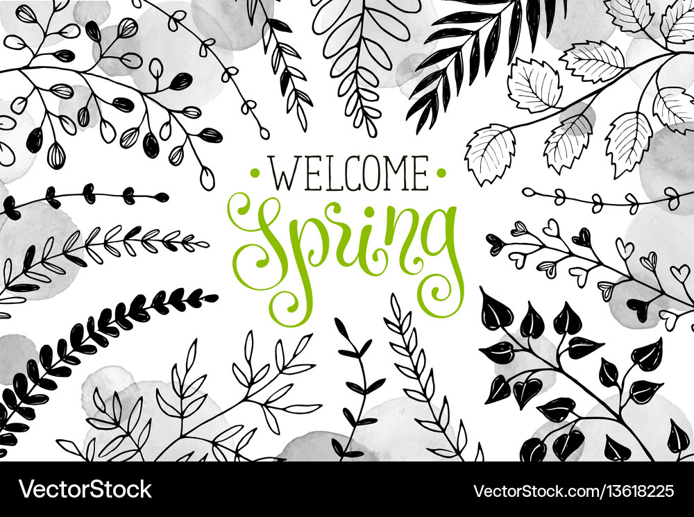 Hello spring greeting card Royalty Free Vector Image