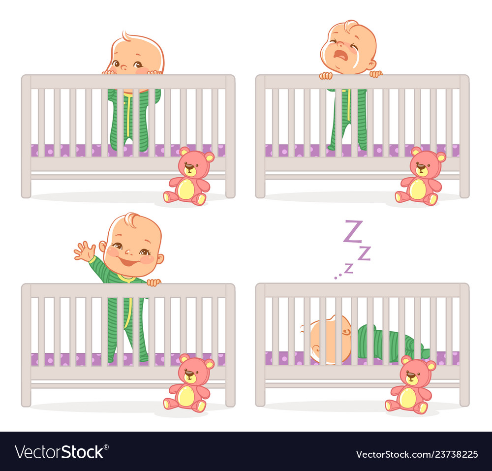 Little Baby In Crib Royalty Free Vector Image Vectorstock