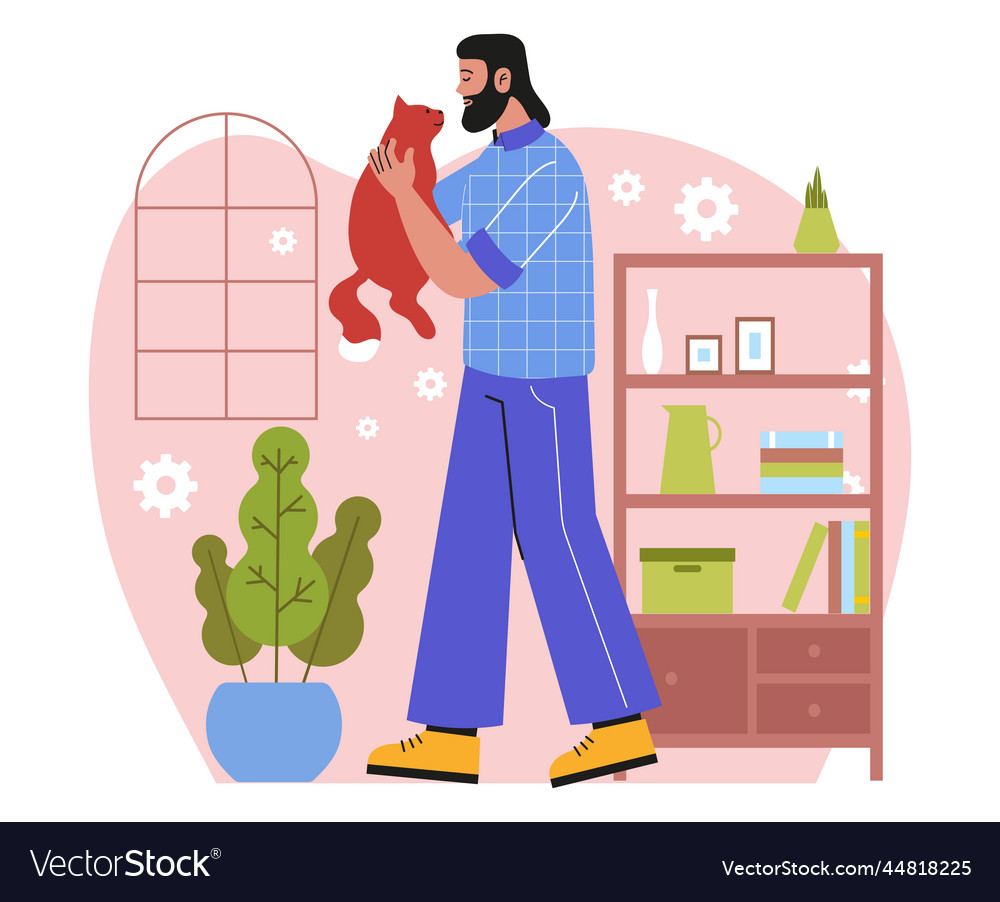 Man Holding Cute Kitten