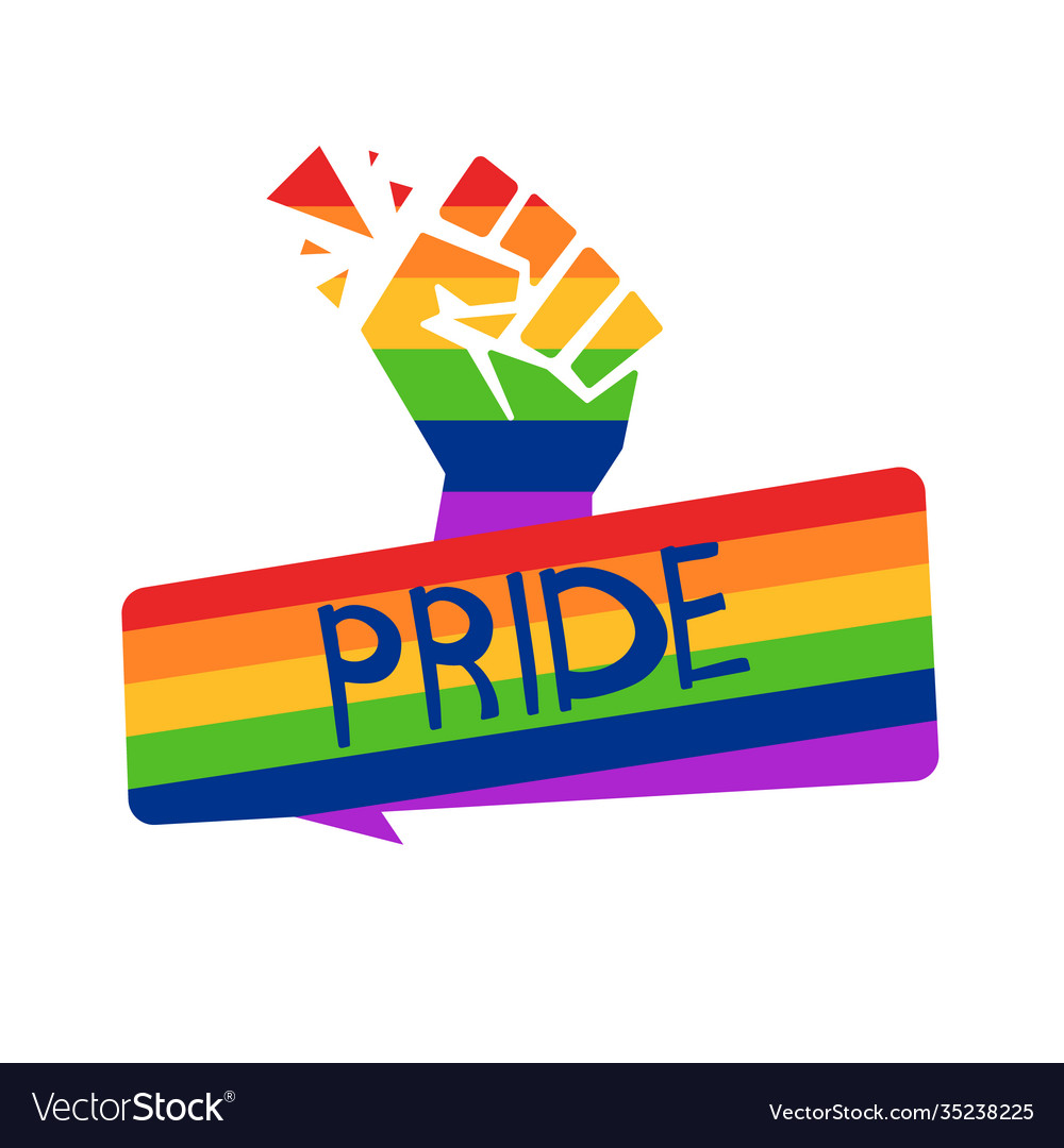 Rainbow abstraction with text pride fist vector image Rainbow abstraction with text pride fist