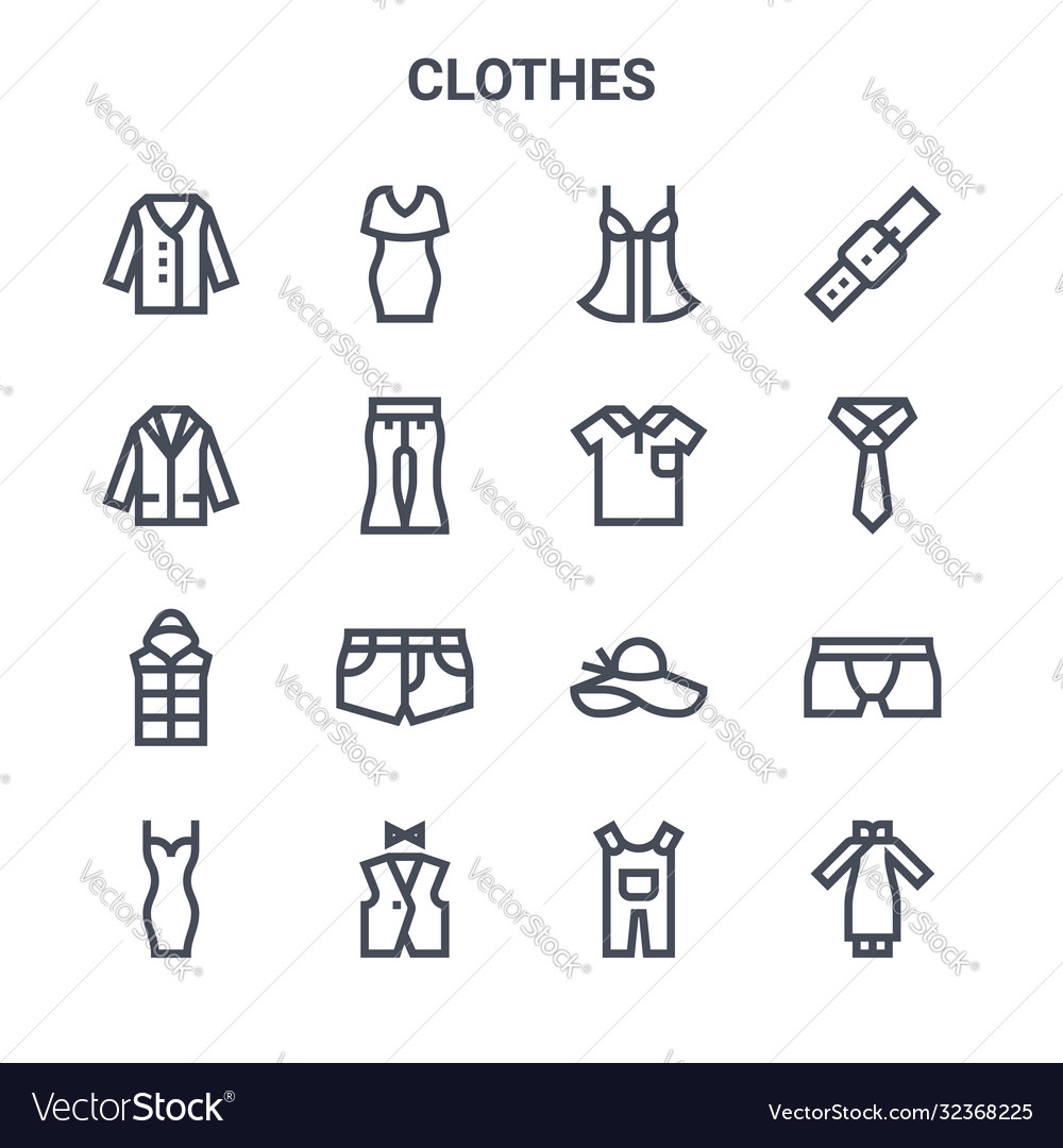 Set 16 clothes concept line icons 64x64 thin