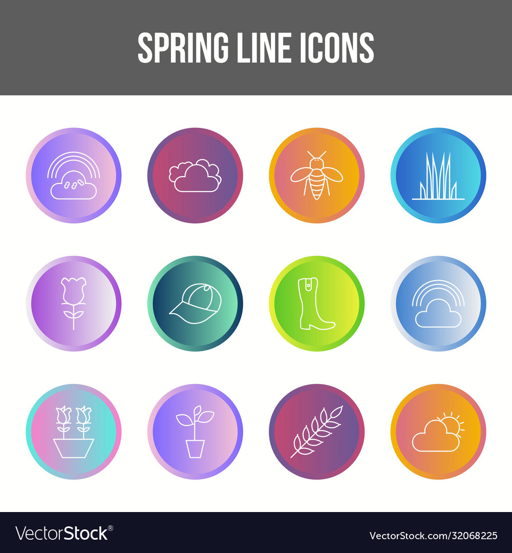 Unique spring line icon set