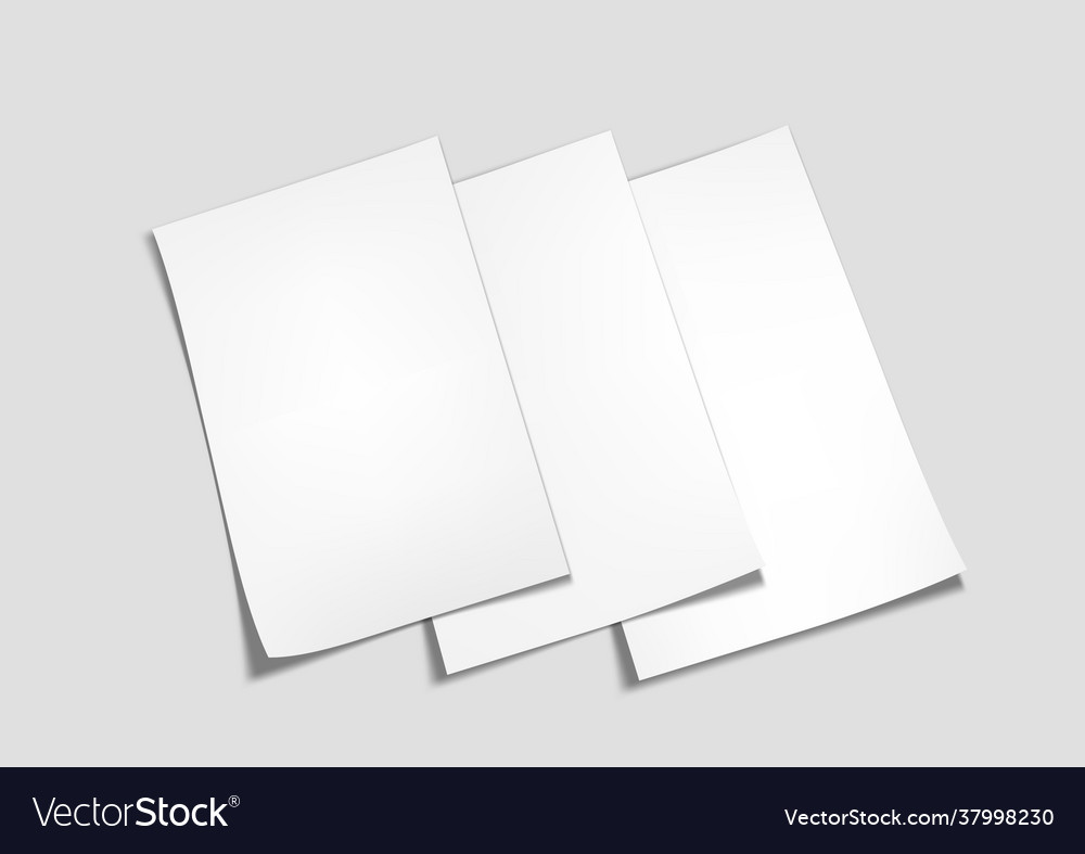 3d white blank a4 paper for presentation Vector Image