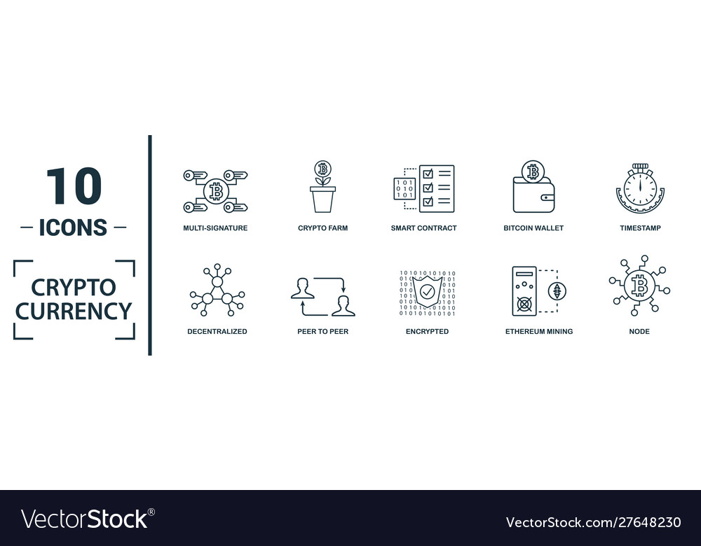 Crypto currency icon set include creative vector image Crypto currency icon set include creative