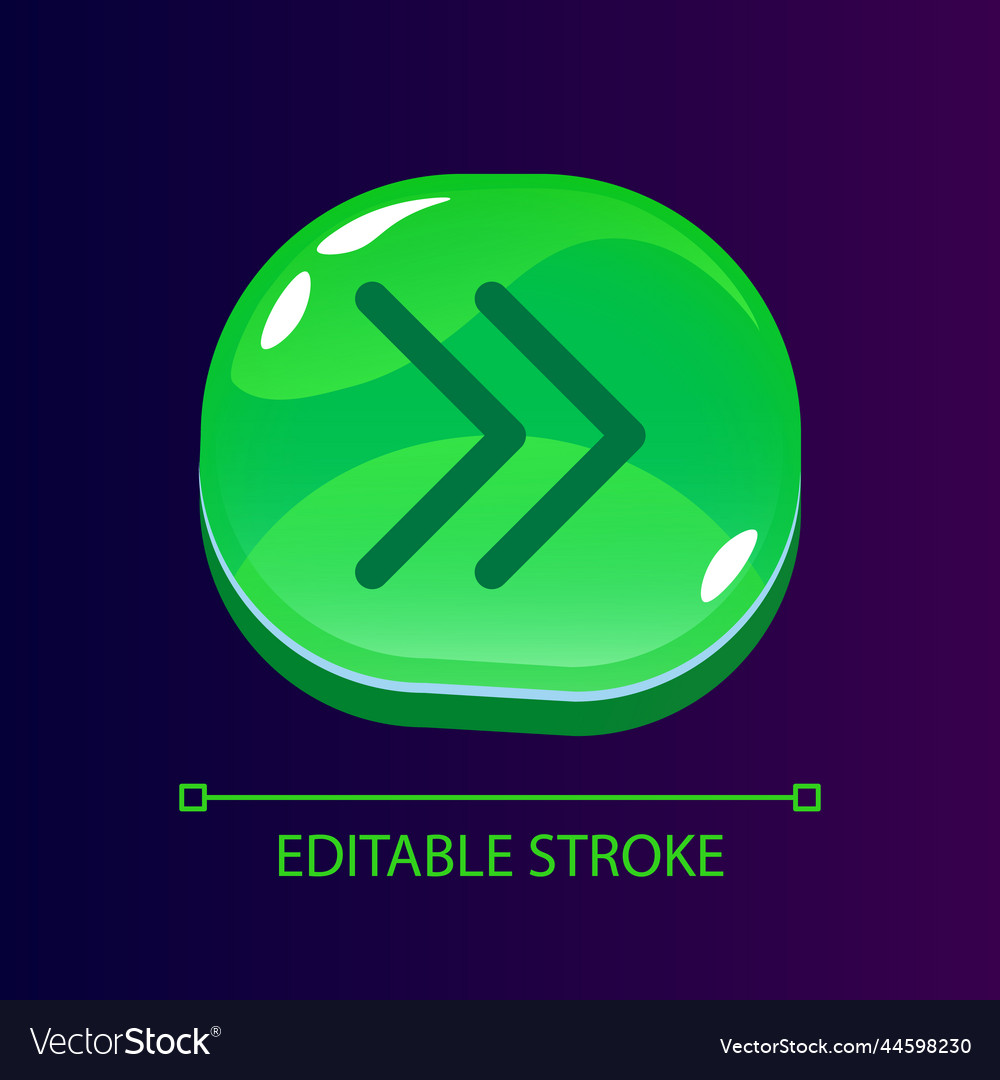 Double right side arrow glossy ui button vector image Double right side arrow glossy ui button