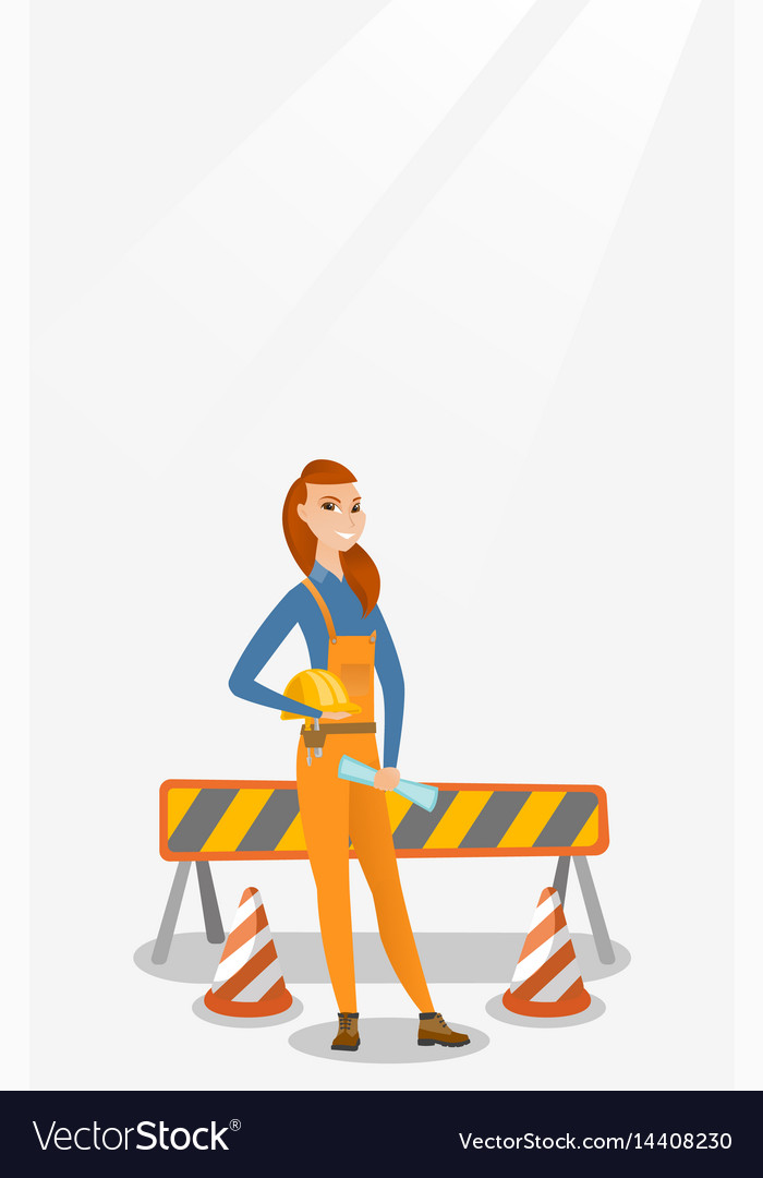 Engineer with hard hat and blueprint
