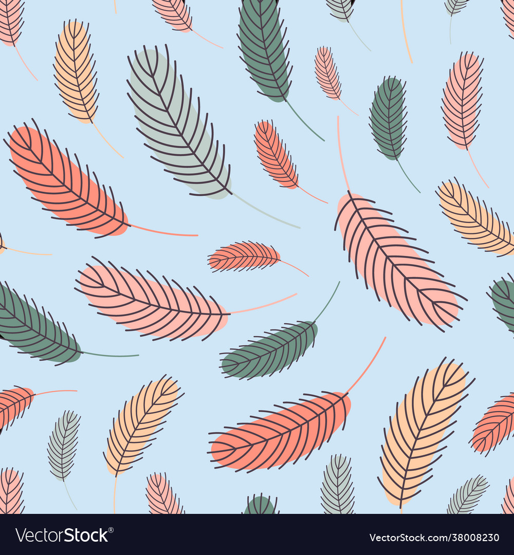 Feathers seamless pattern flat
