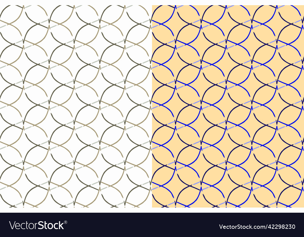 Geometrical grid seamless 2 patterns set