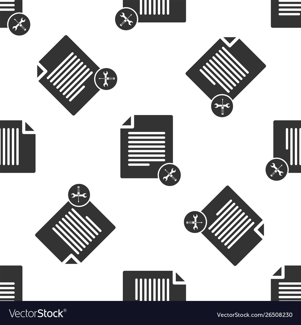 Grey file document with screwdriver and wrench vector image Grey file document with screwdriver and wrench