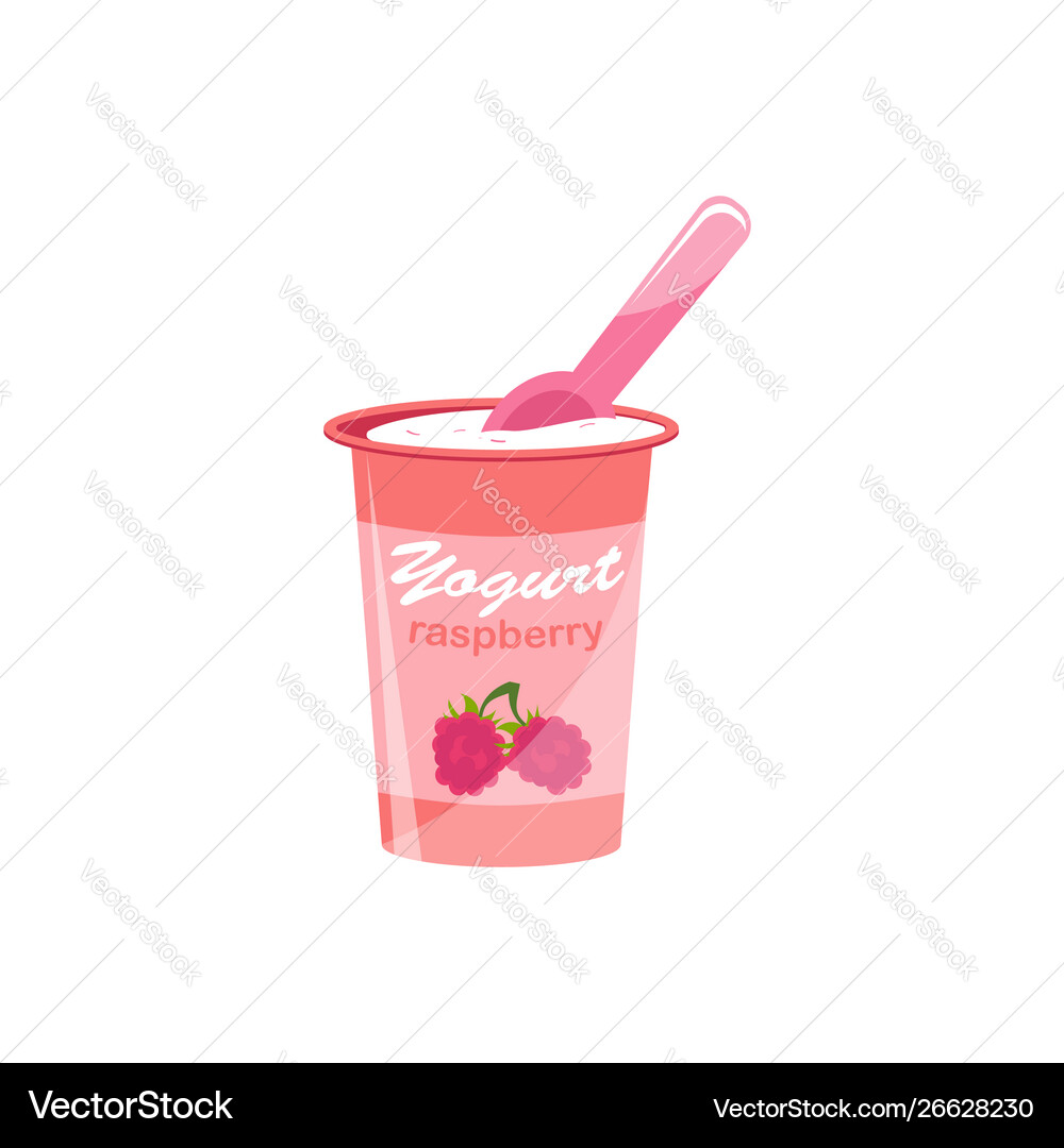 Packing yogurt with a teaspoon yogurt Royalty Free Vector