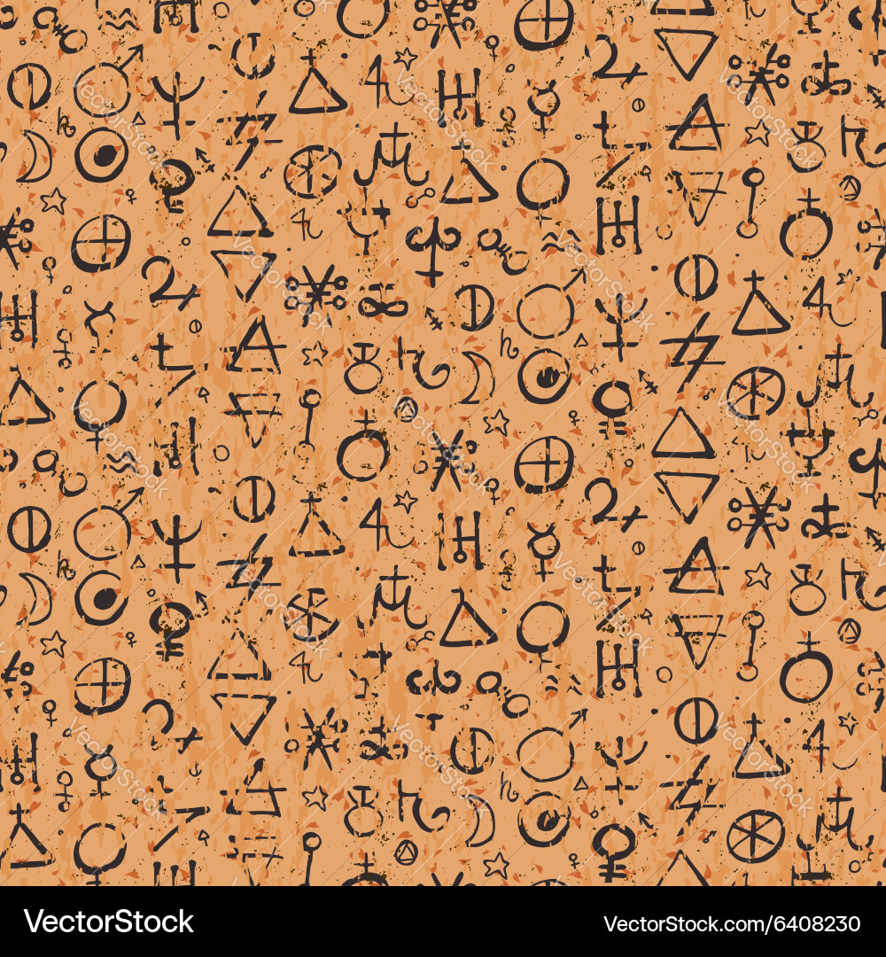 Pattern with alchemy symbols Royalty Free Vector Image