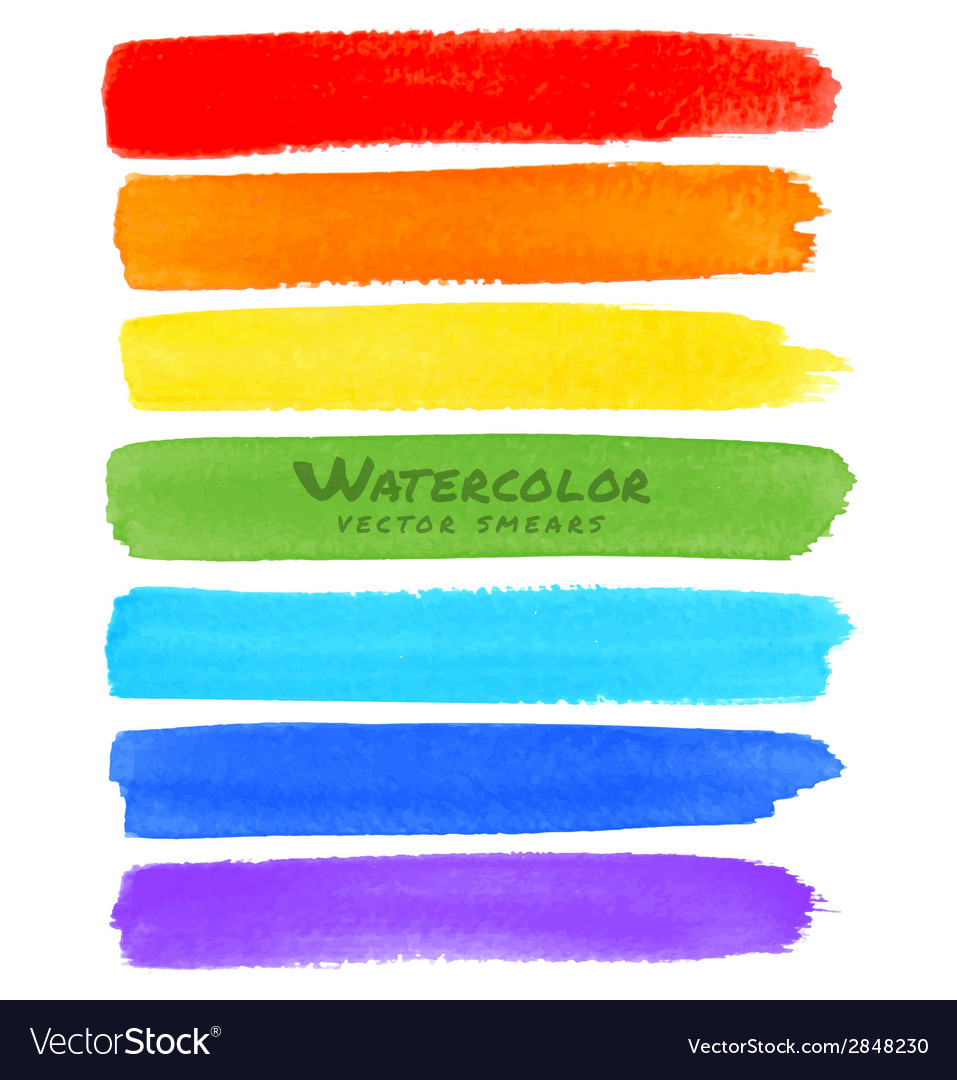 Rainbow Watercolor Brush Smears Royalty Free Vector Image