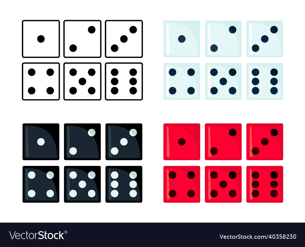 Set of dice icons in four different colors