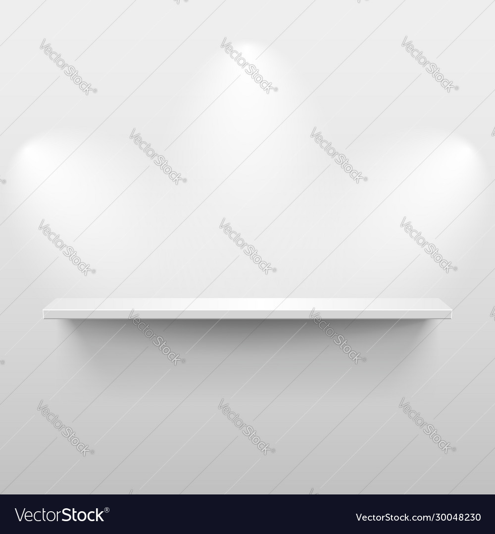 Shelf with shadow in empty white room vector image Shelf with shadow in empty white room