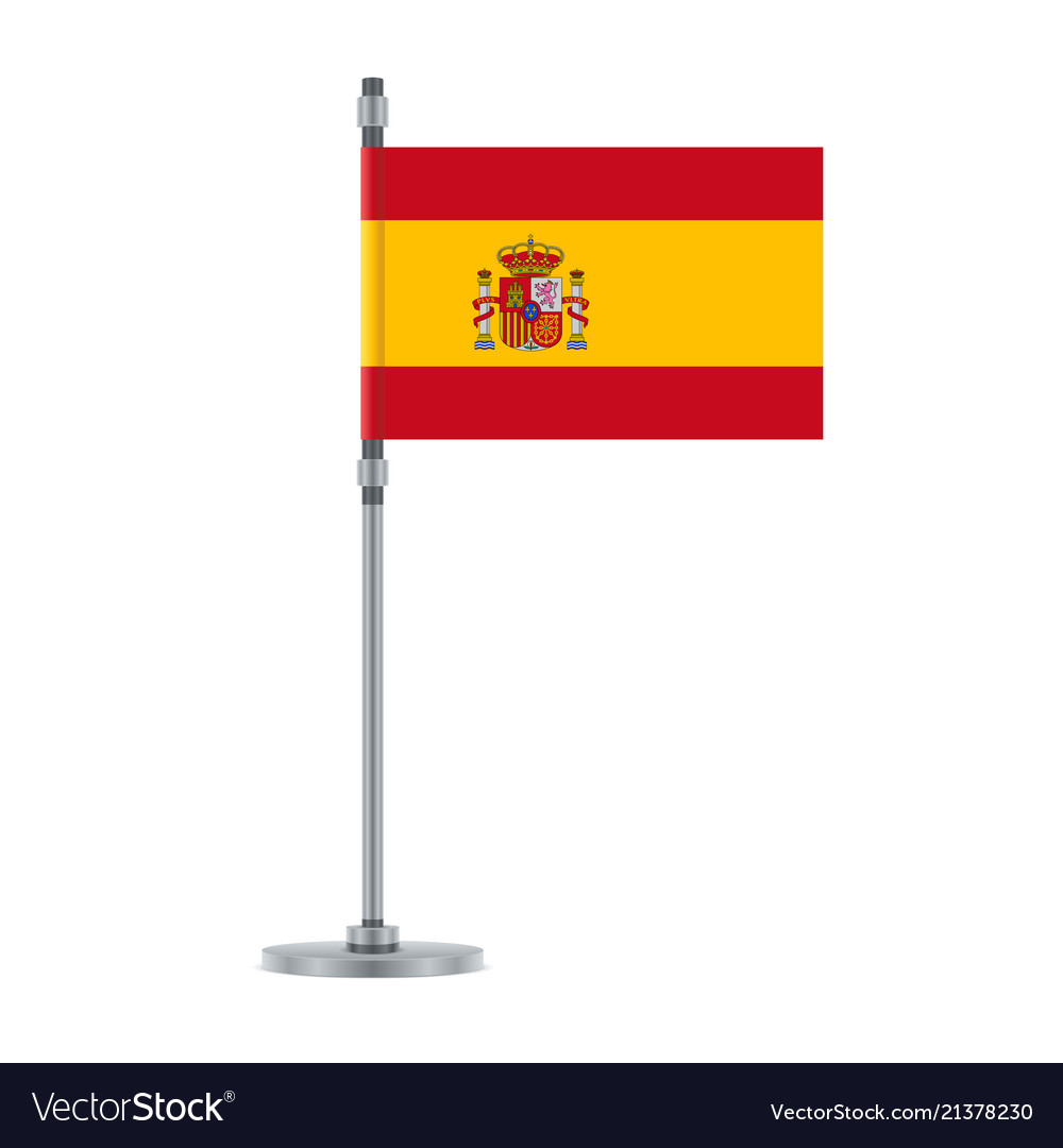 Spanish flag on metallic pole Royalty Free Vector Image