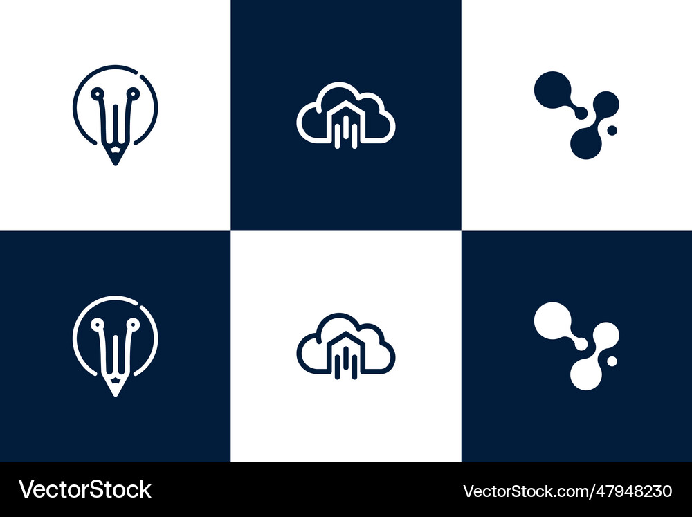 Technology logo design collection with creative Vector Image