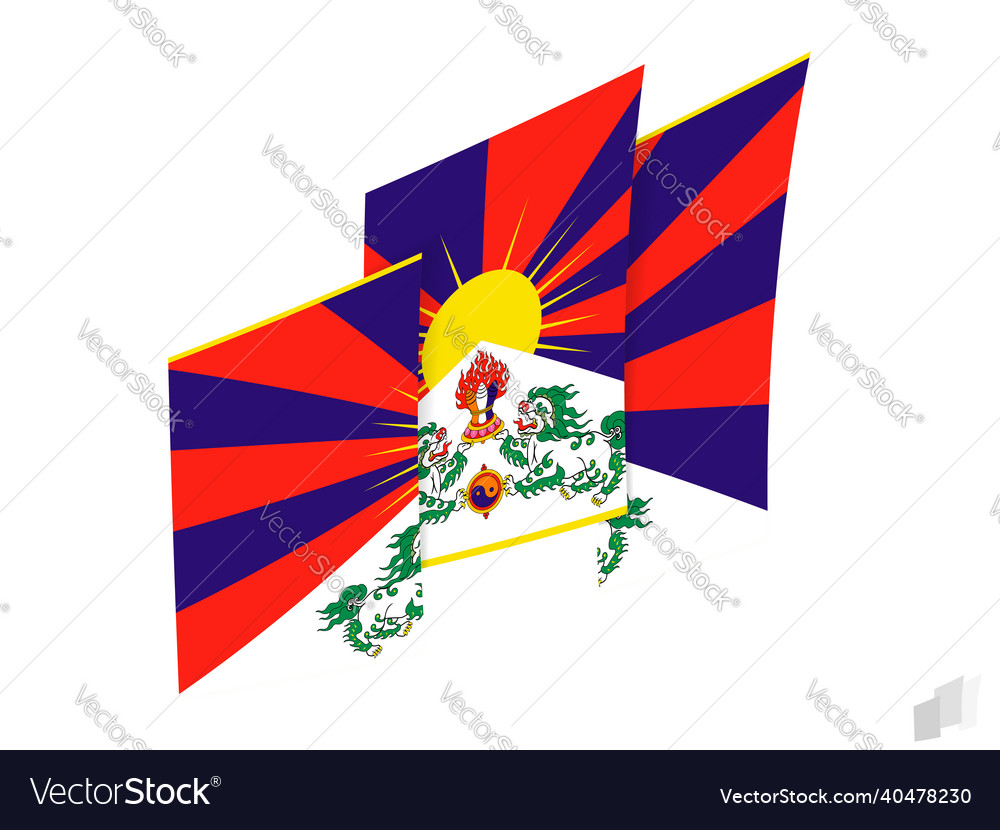 Tibet flag in an abstract ripped design modern Vector Image