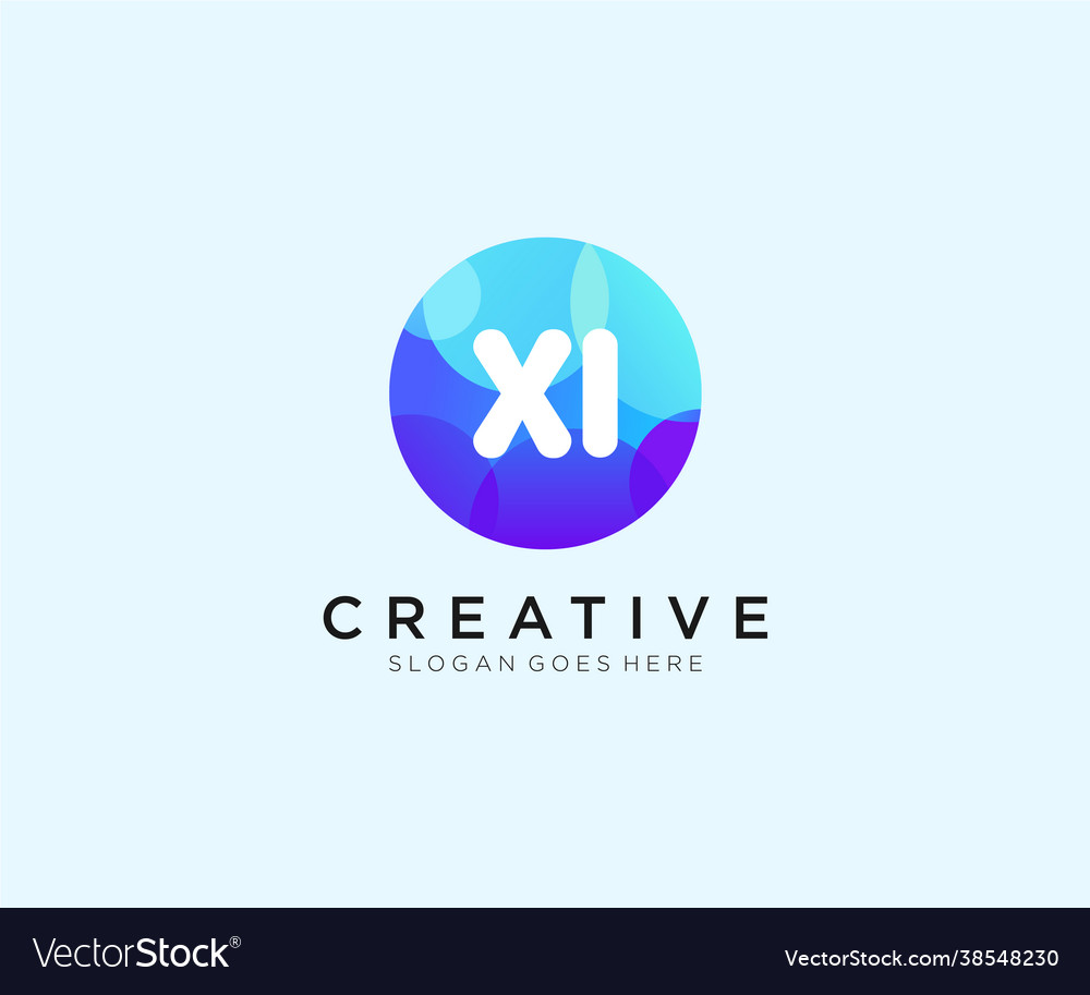 Xi initial logo with colorful circle template Vector Image Xi initial logo with colorful circle template