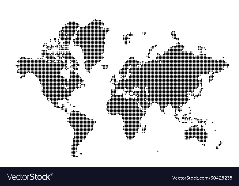 Abstract pixel world map halftone style