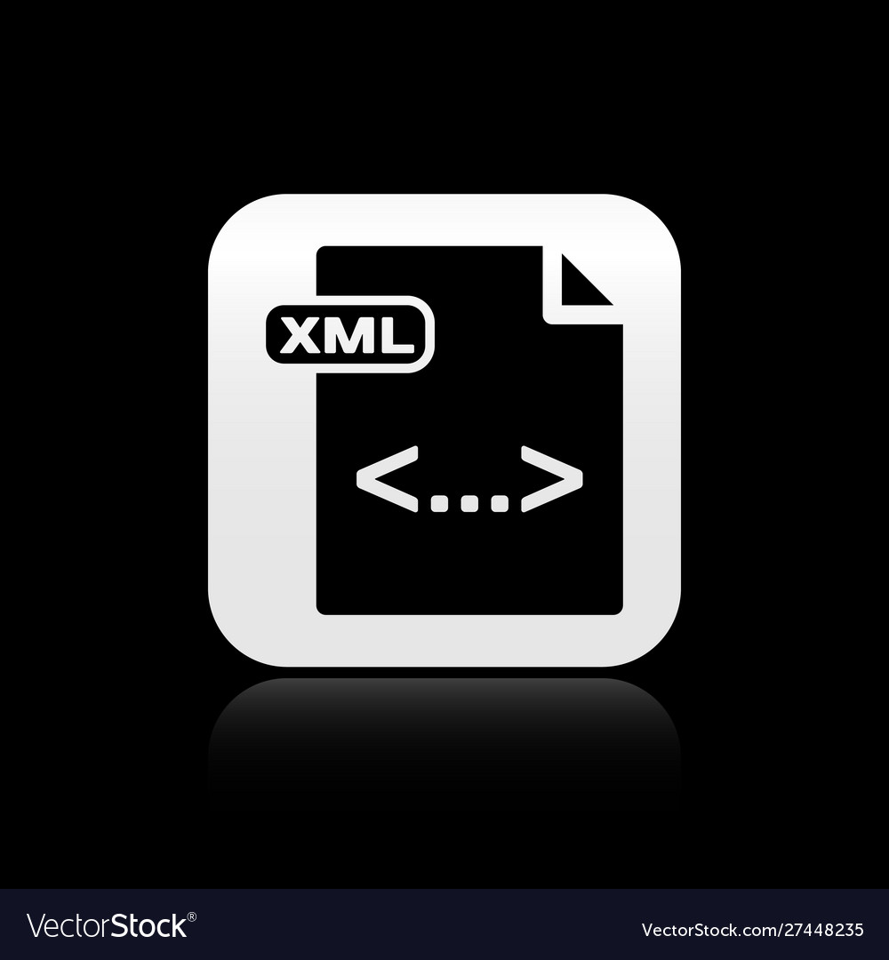 Black xml file document download button icon vector image Black xml file document download button icon