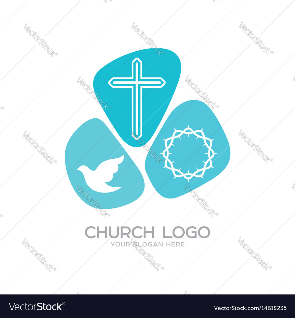 Church logo and christian symbols Royalty Free Vector Image