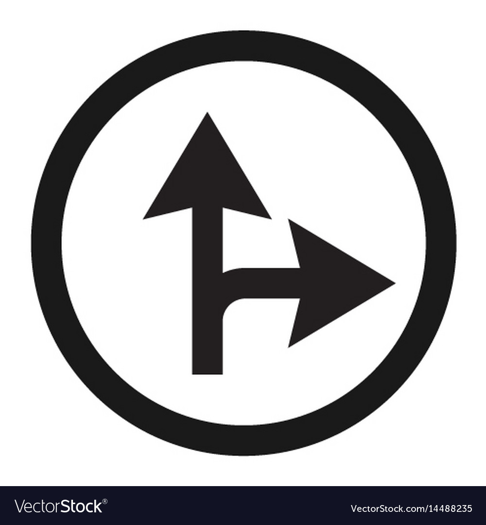 Compulsory ahead or right sign line icon Vector Image