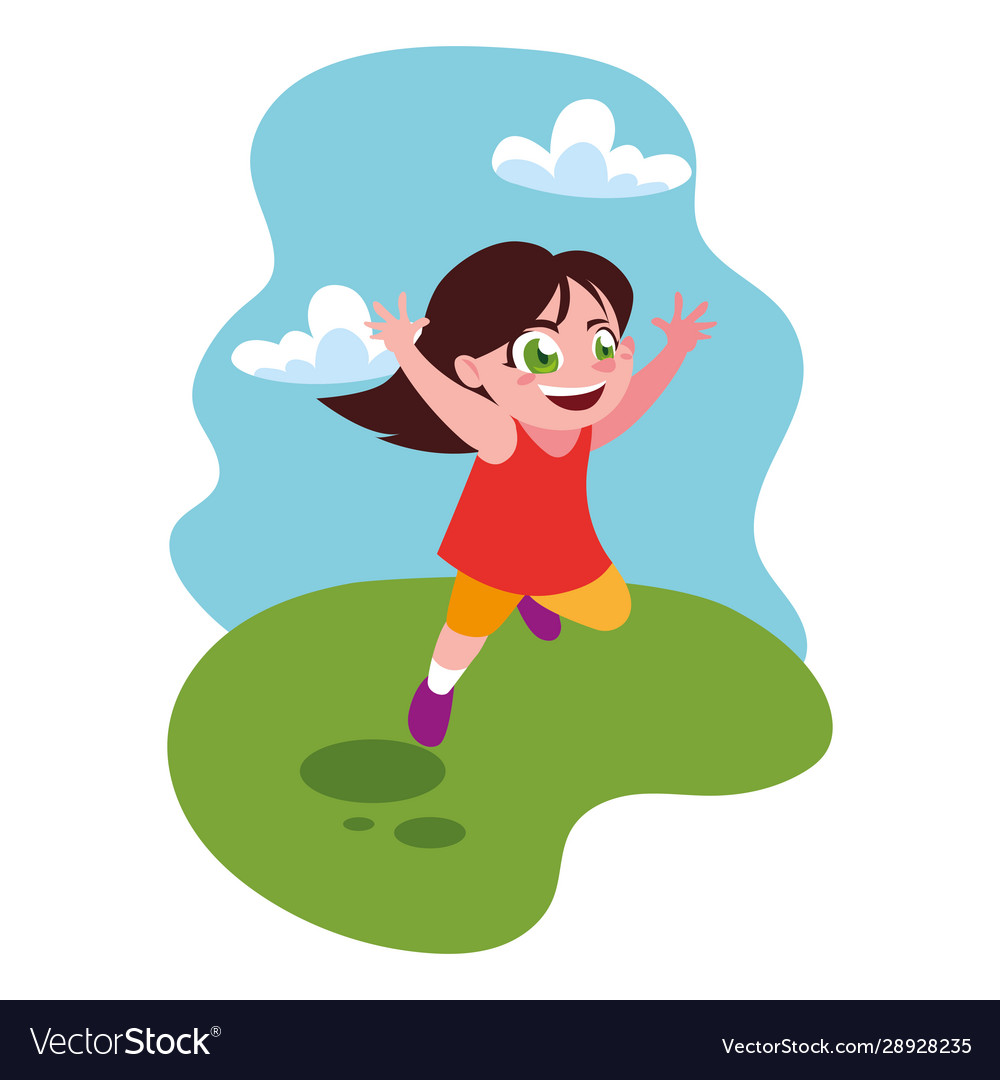 Cute girl smiling and playing outdoors Royalty Free Vector