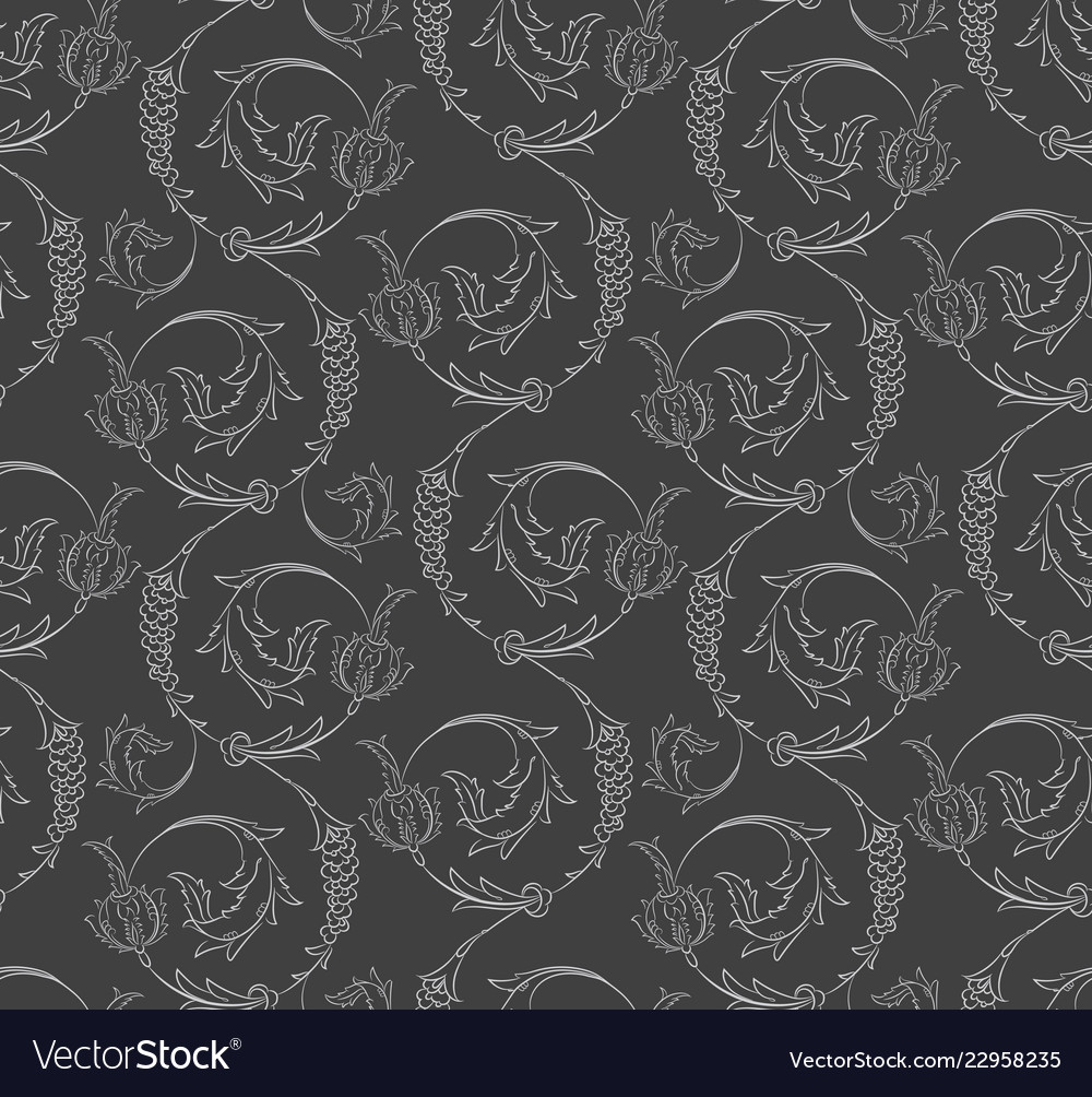 Floral swirls seamless pattern