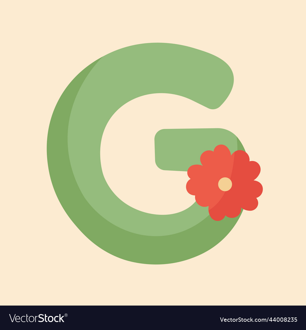 G alphabet letter green color Royalty Free Vector Image