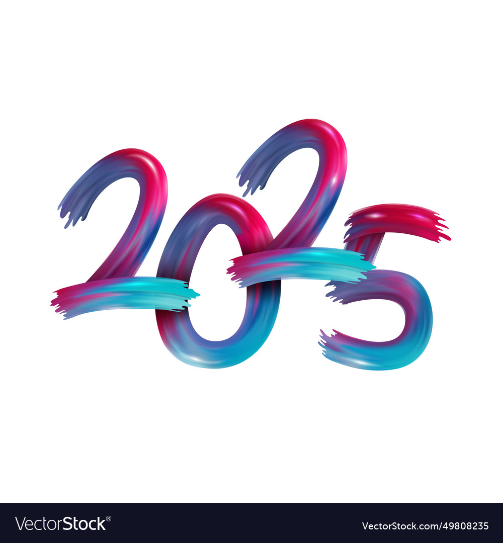 Happy new year 2025 abstract text from the smears Vector Image