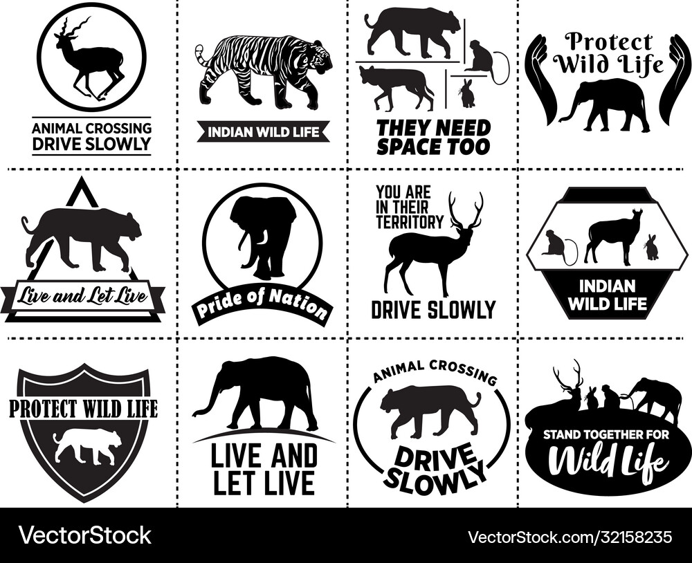 Lables with wildlife theme Royalty Free Vector Image
