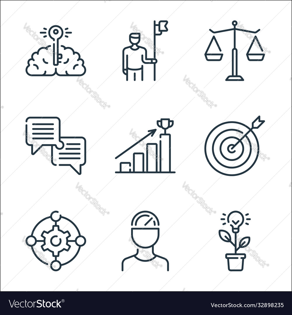 Life skills line icons linear set quality vector image Life skills line icons linear set quality