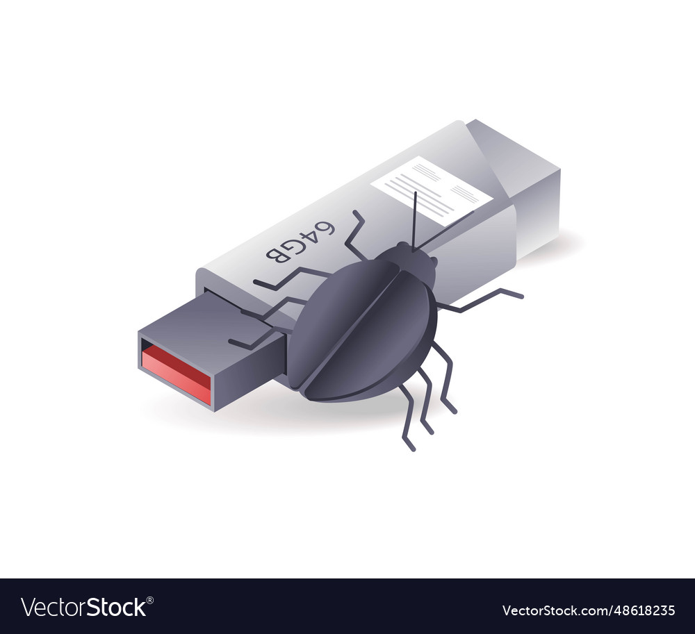 Malware viruses attack flash disk data vector image Malware viruses attack flash disk data