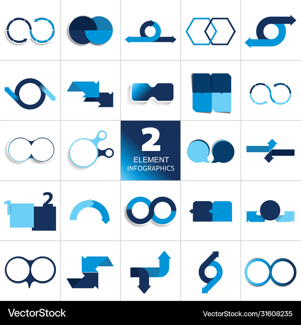 Mega set two element infographics step Royalty Free Vector