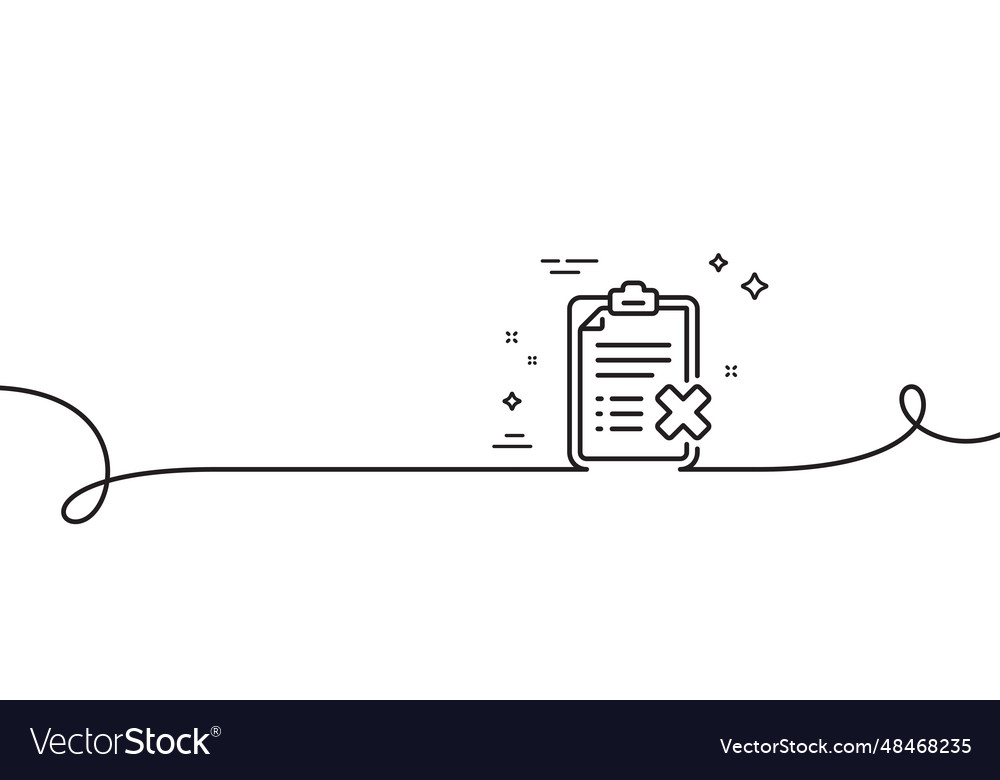 Reject checklist line icon decline document sign Vector Image Reject checklist line icon decline document sign