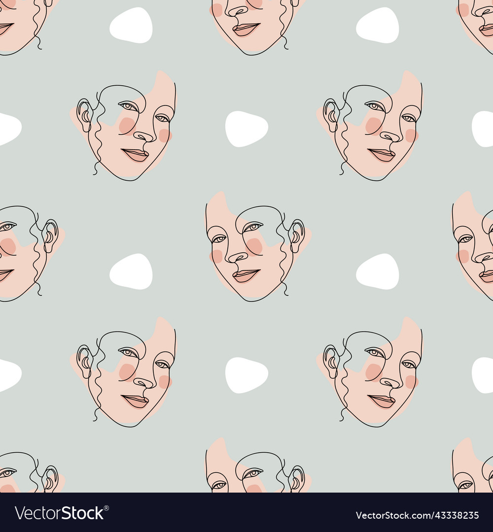 Seamless pattern with one single line drawings