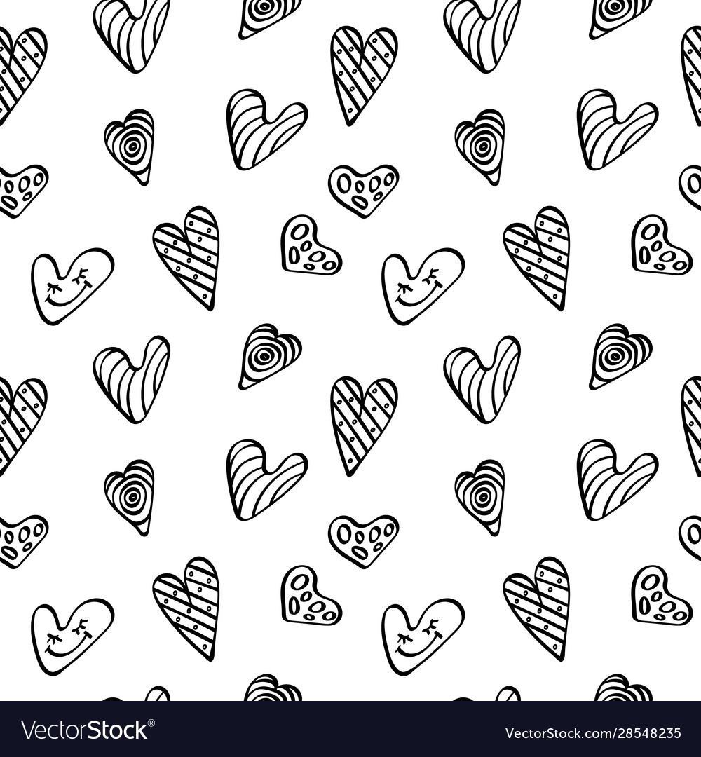 Seamless pattern with outline heart shapes vector image Seamless pattern with outline heart shapes