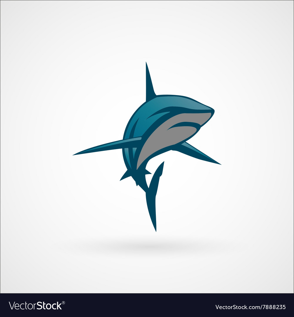 Shark blue emblem logo sign Royalty Free Vector Image