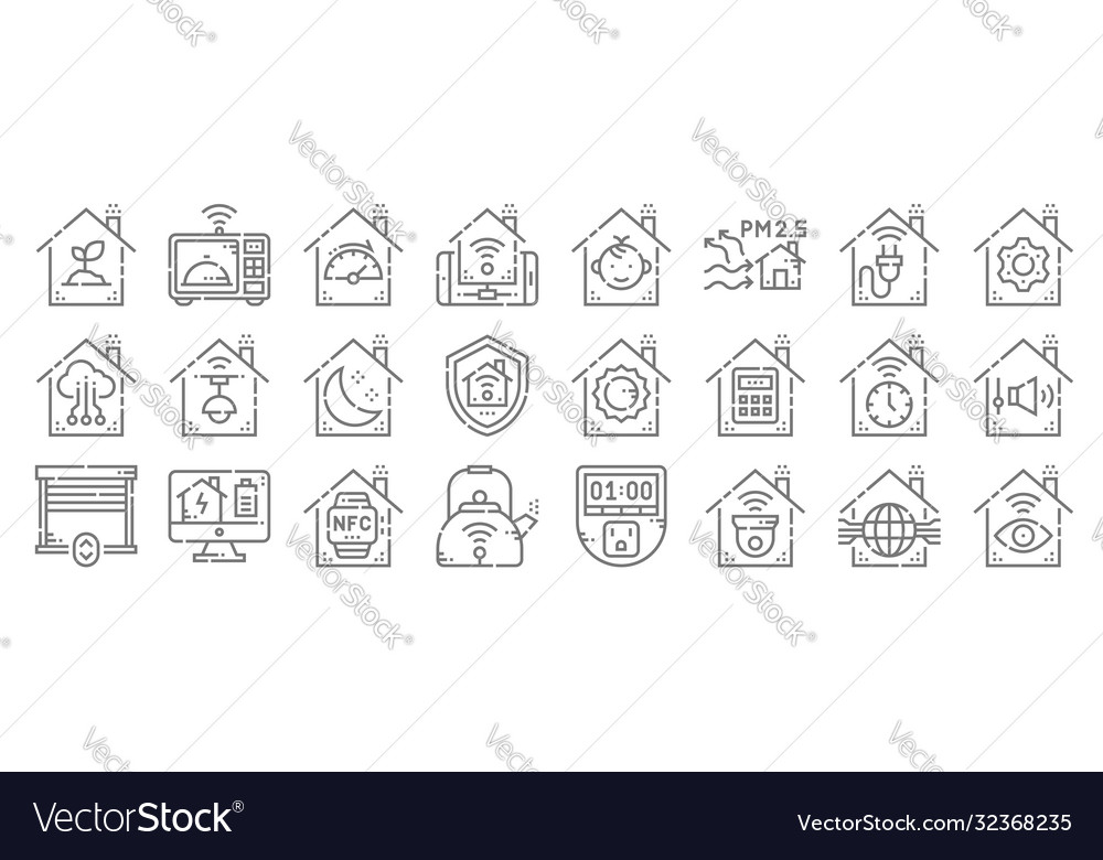 Smarthome line icons linear set quality