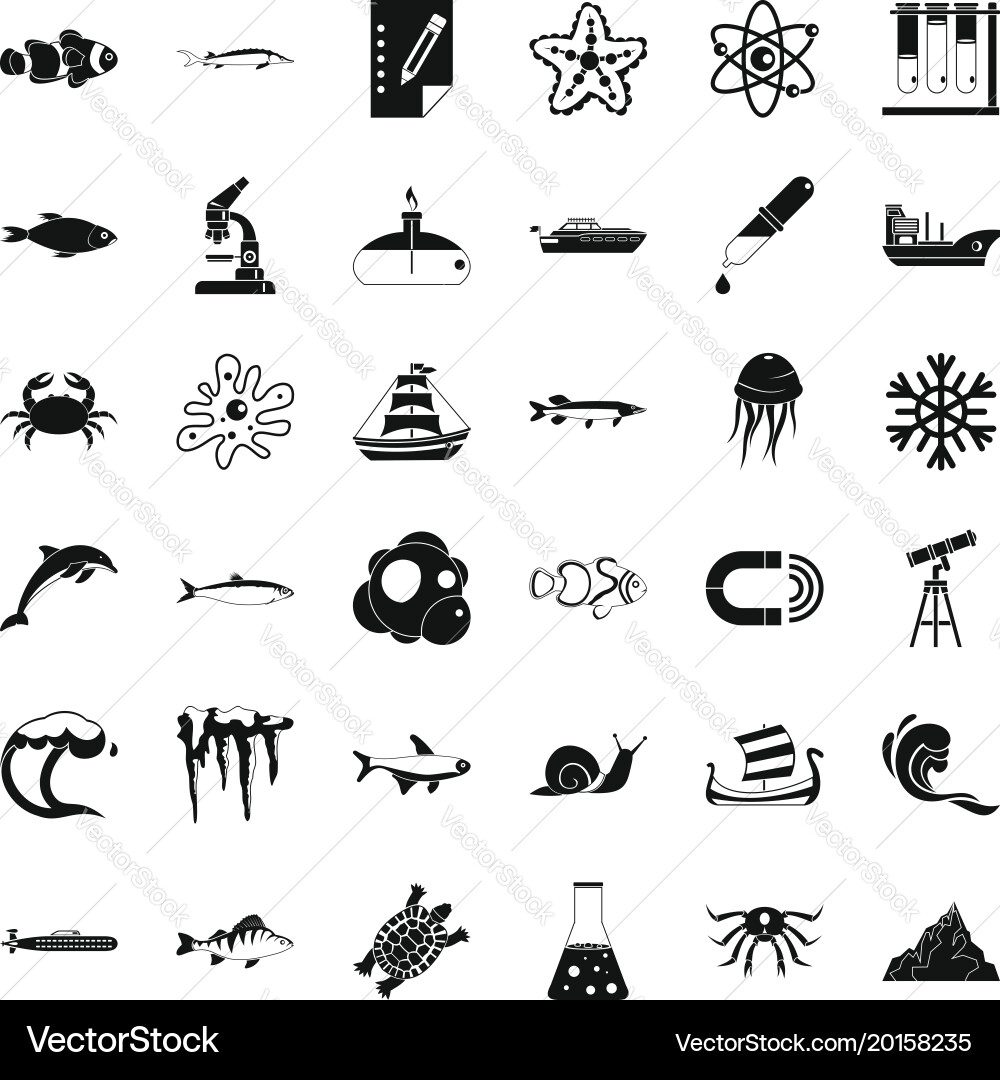 Source icons set simple style Royalty Free Vector Image