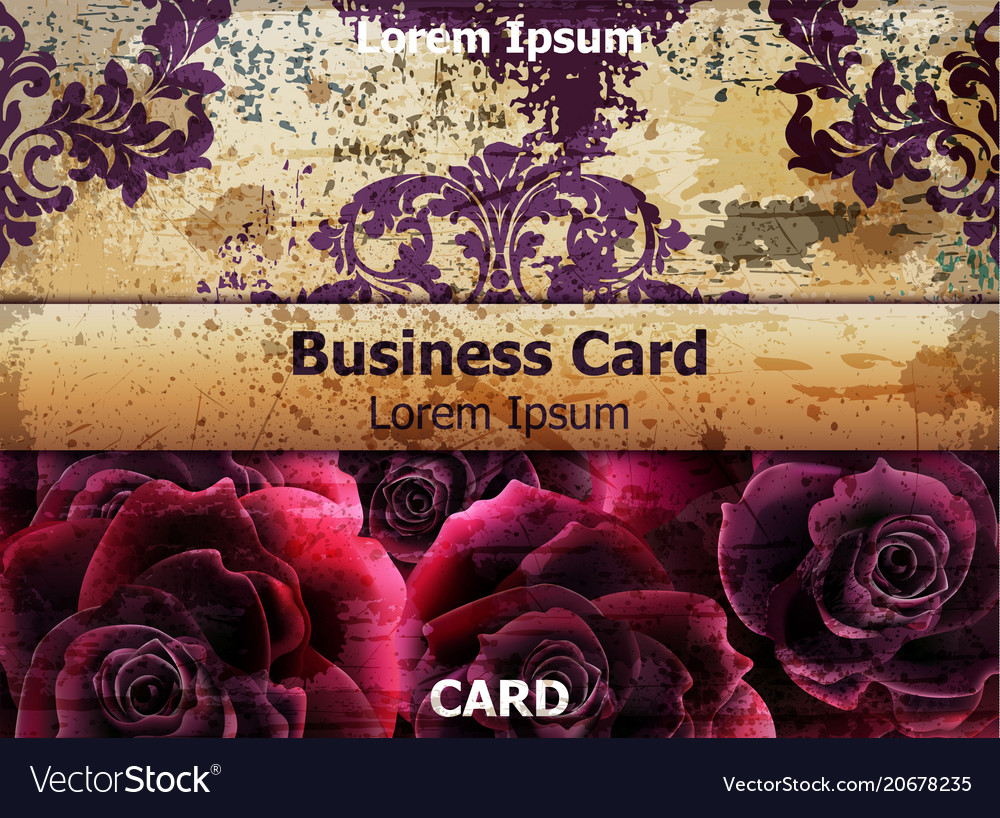 Vintage business card with rose flowers