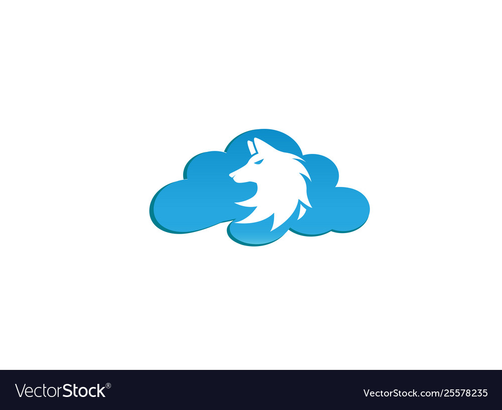 Wolf head logo fox face design in a cloud shape