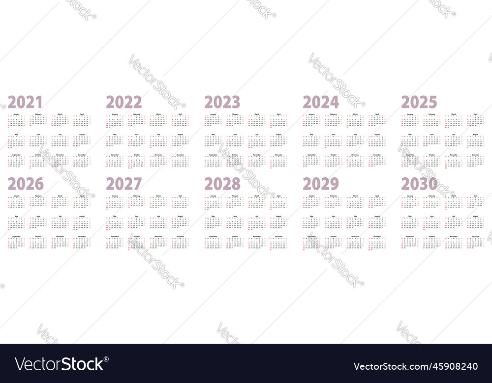 Calendar set in basic design for 2021 2022 2023