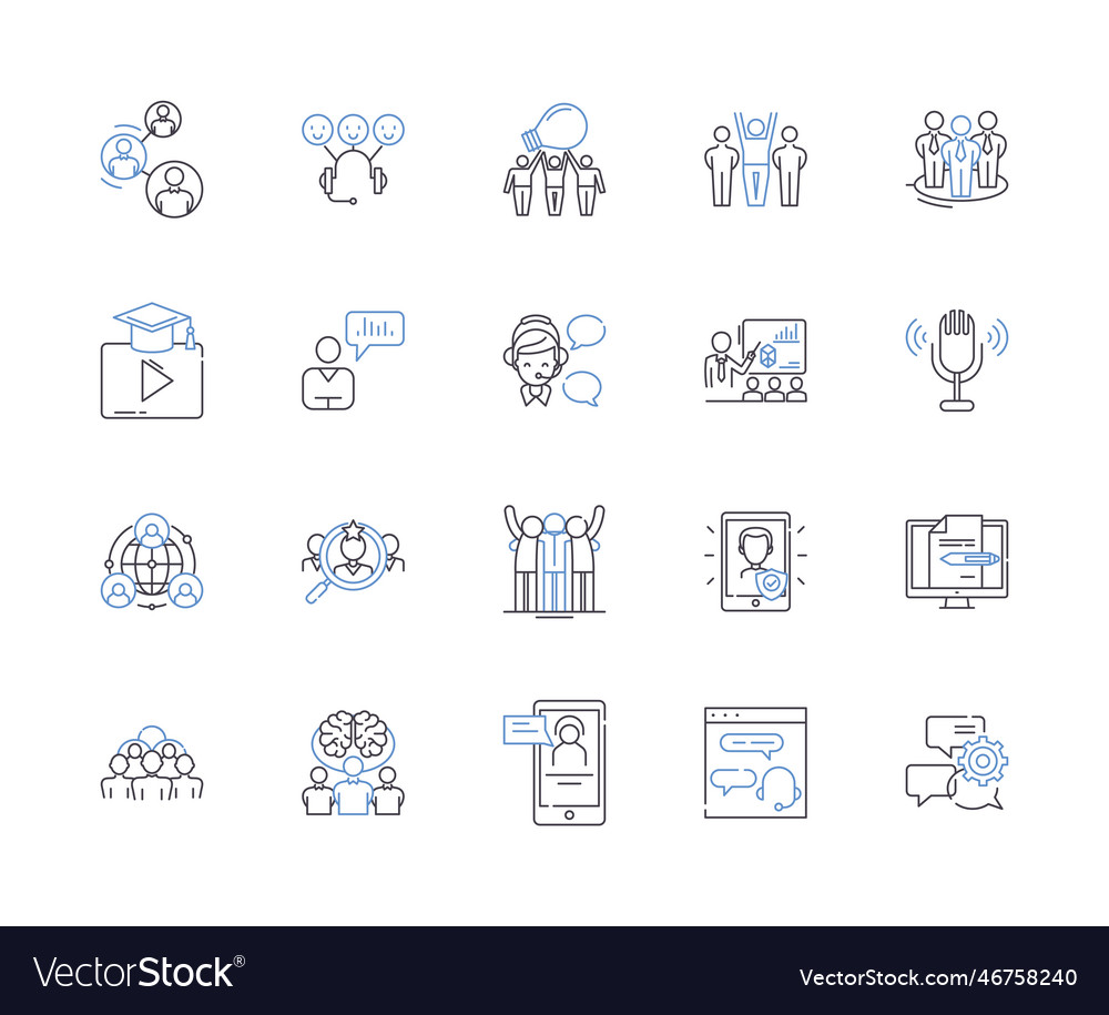 Community people outline icons collection