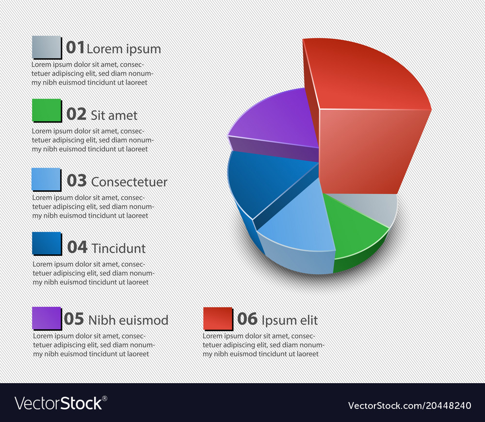 Creative colorful 3d pie chart Royalty Free Vector Image