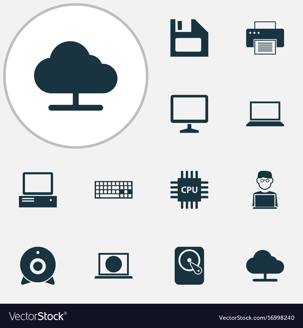Digital icons set collection of monitor printing