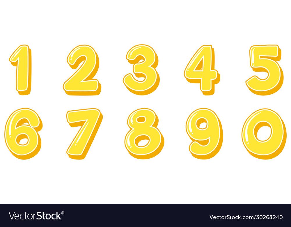 Font design for numbers one to zero on white vector image Font design for numbers one to zero on white