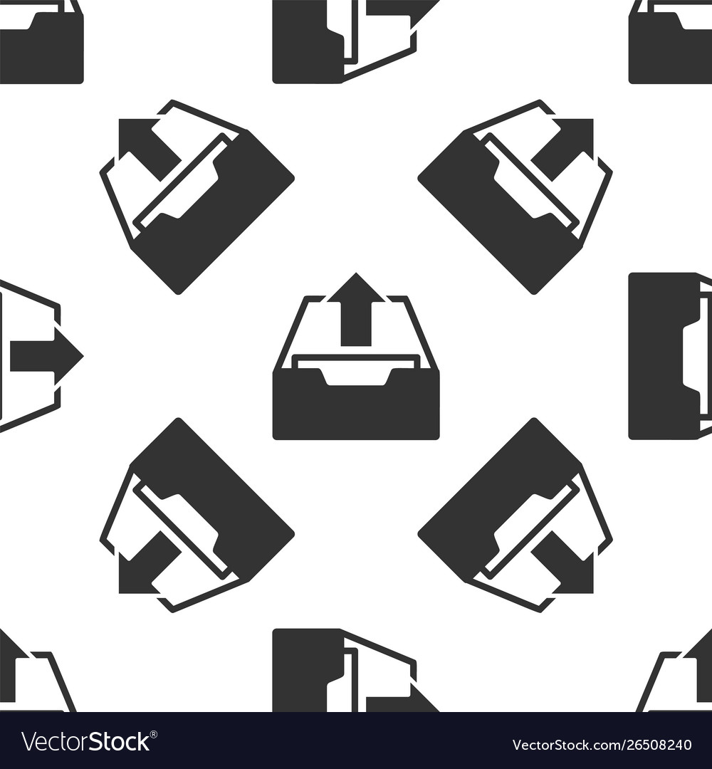 Grey upload inbox icon isolated seamless pattern vector image Grey upload inbox icon isolated seamless pattern